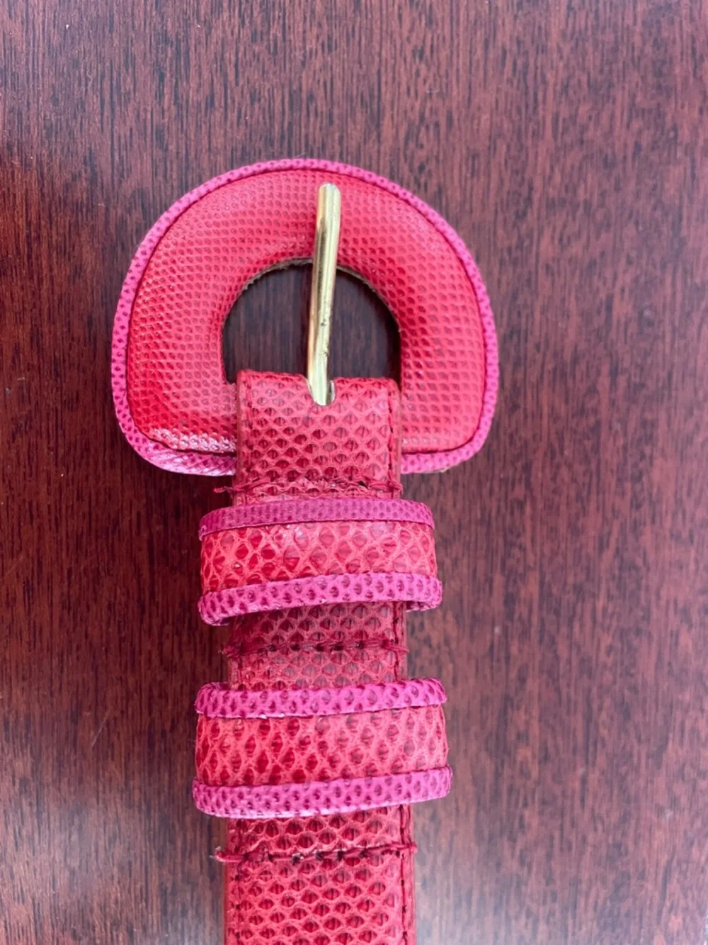 Genuine snake skin leather Red and pink  Women's Belt